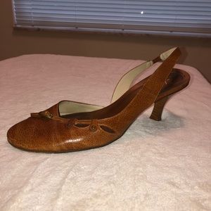 Kenneth Cole Brown Leather Slingback Heels